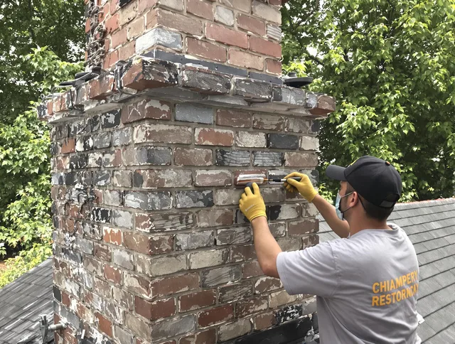 In-progress chimney restoration by Beachwood Chimney Sweep in Beachwood, OH